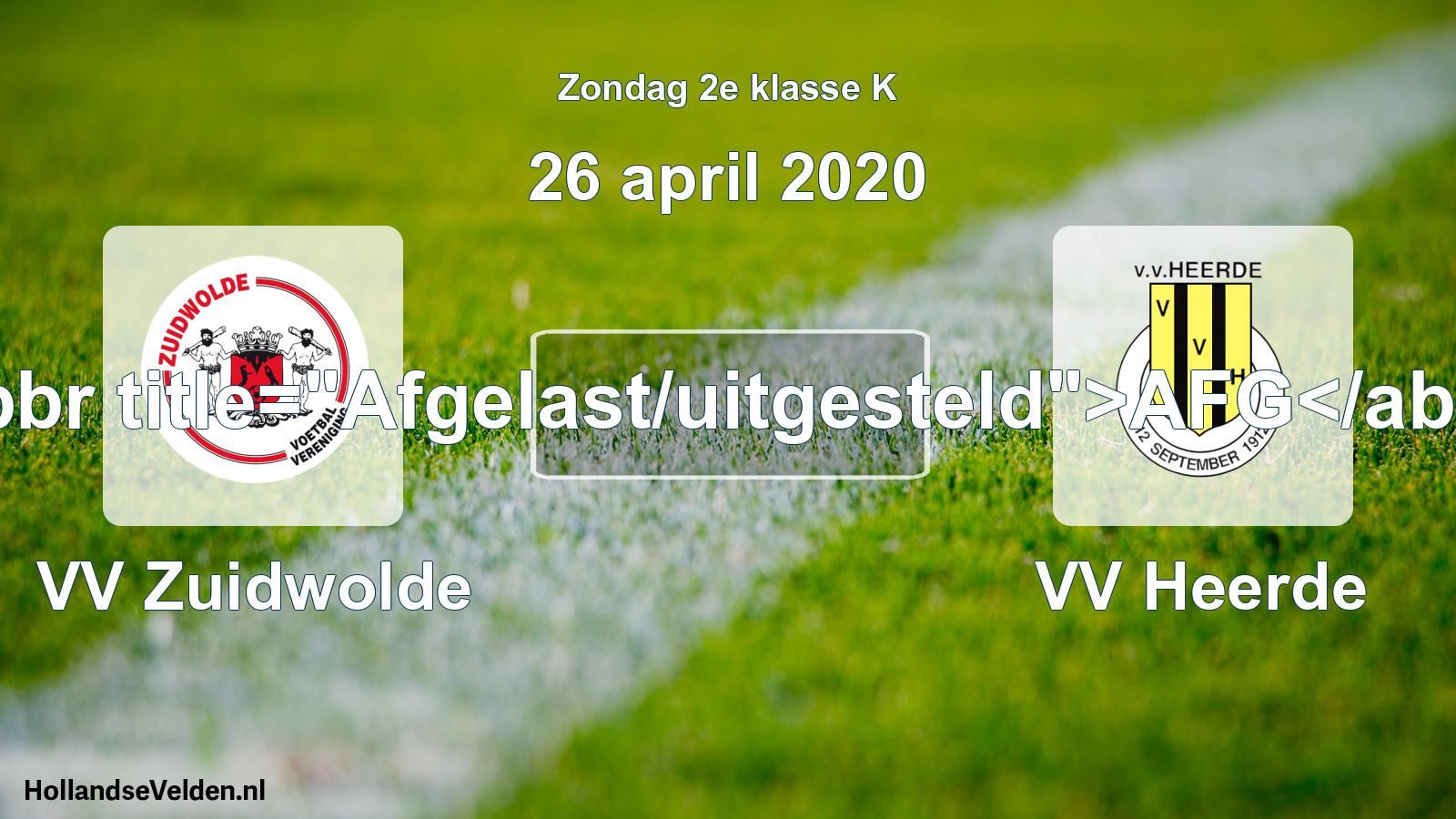 Scheduled Match: VV Zuidwolde - VV Heerde (26 April 2020)