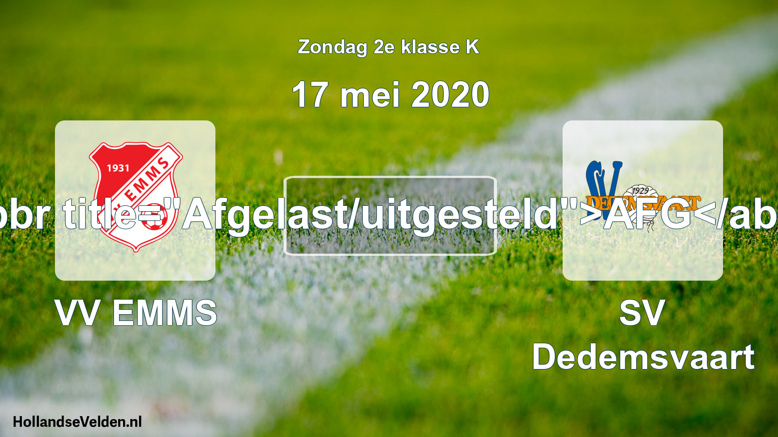 Scheduled Match: VV EMMS - SV Dedemsvaart (17 May 2020)