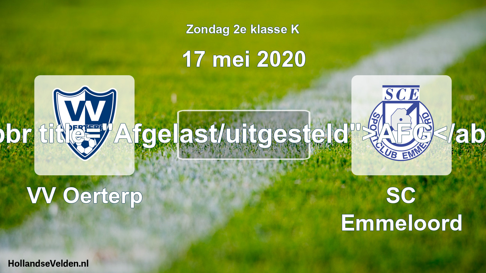 Scheduled Match: VV Oerterp - SC Emmeloord (17 May 2020)