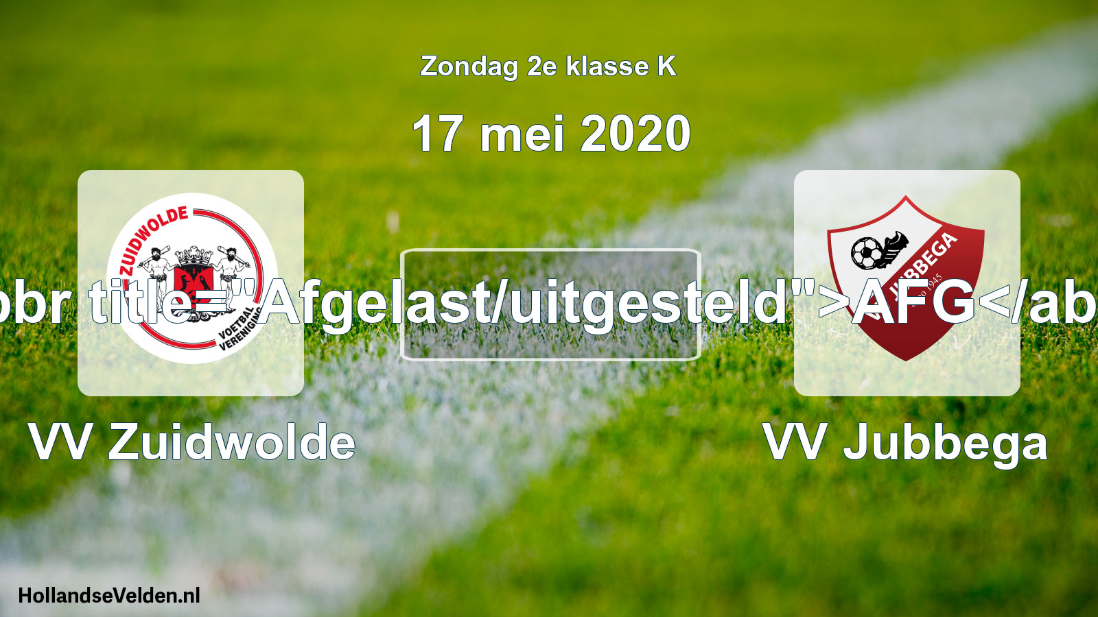 Scheduled Match: VV Zuidwolde - VV Jubbega (17 May 2020)
