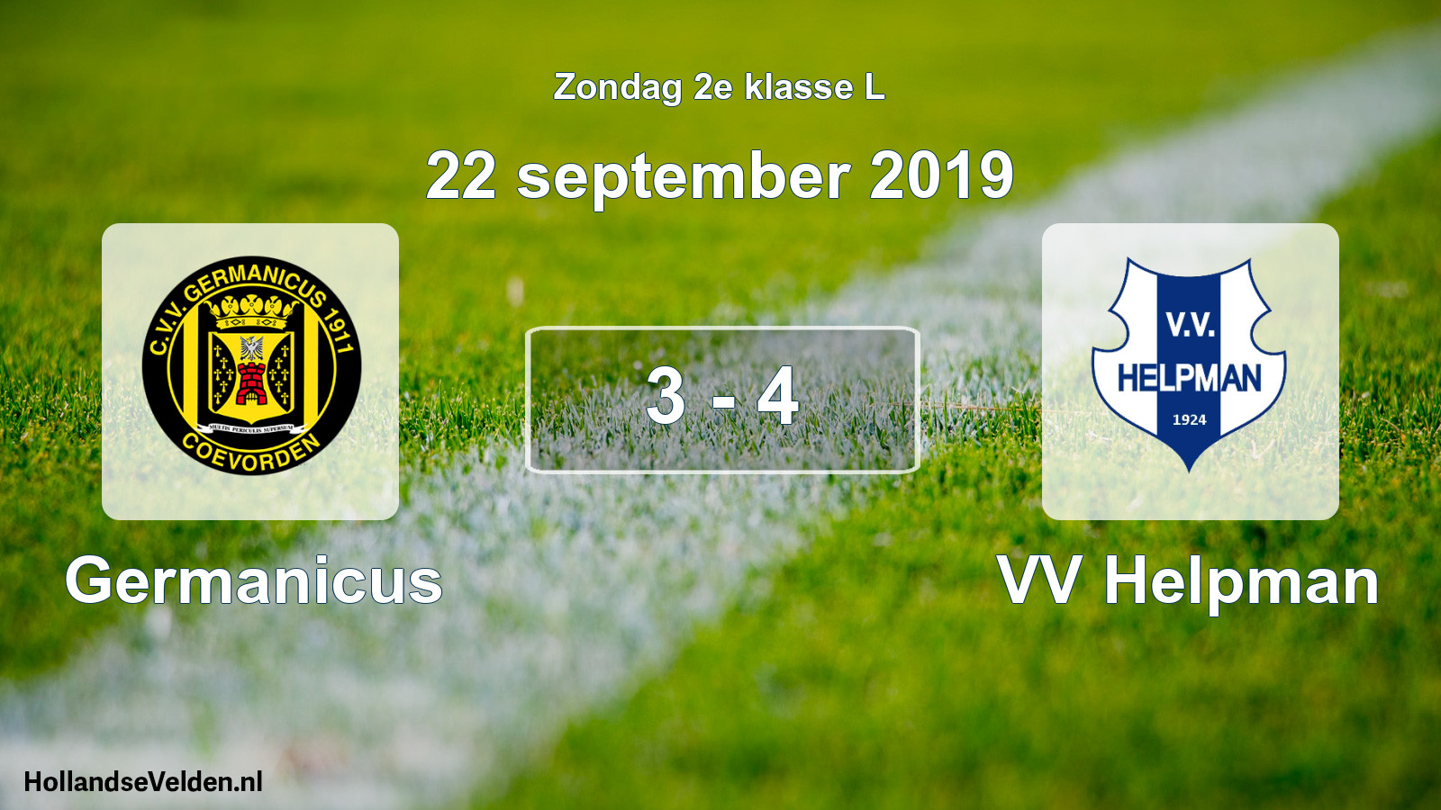 Total number of matches played: Germanicus - VV Helpman 3 - 4 (22 September 2019)