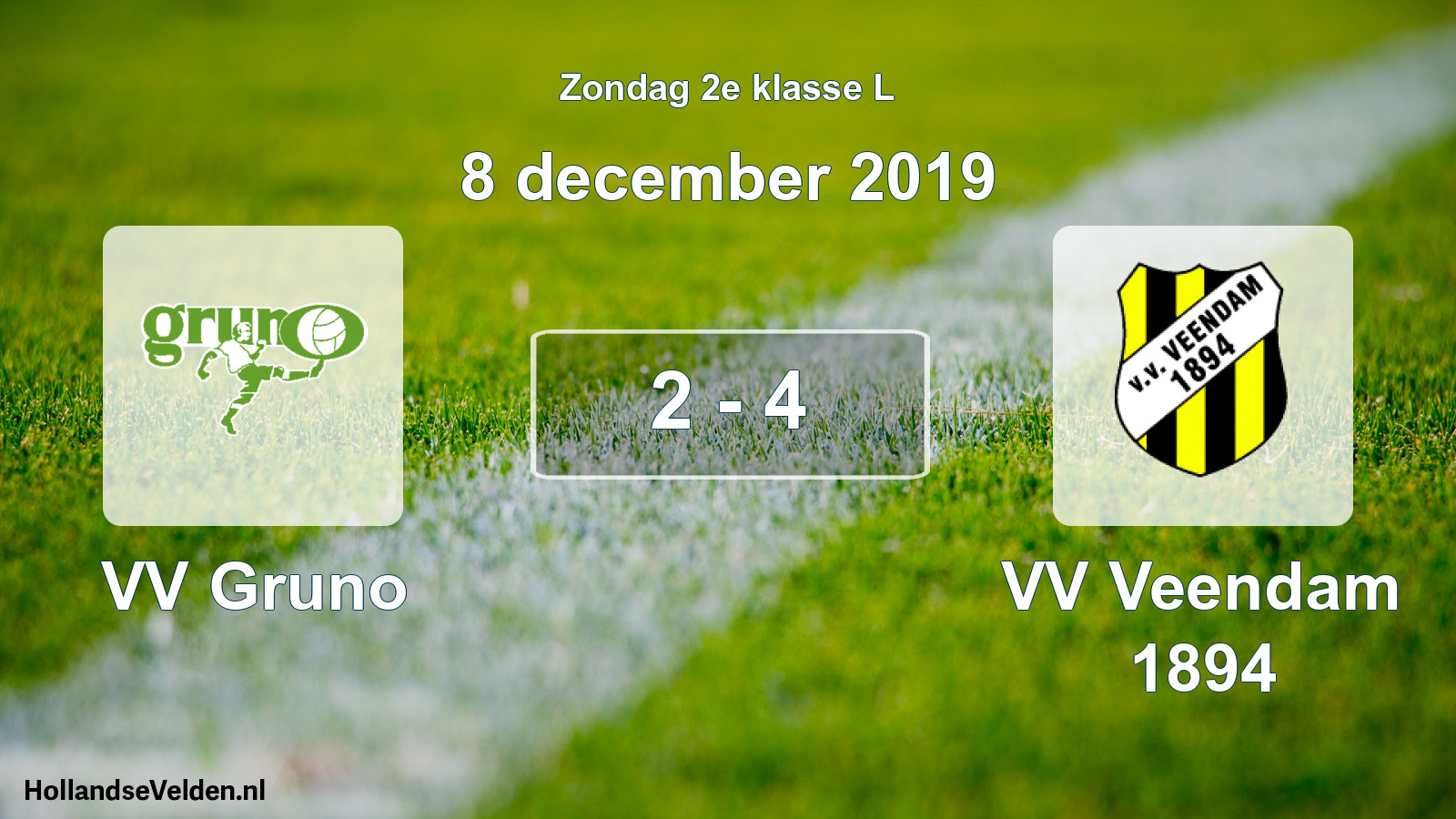 Total number of matches played: VV Gruno - VV Veendam 1894 2 - 4 (8 December 2019)