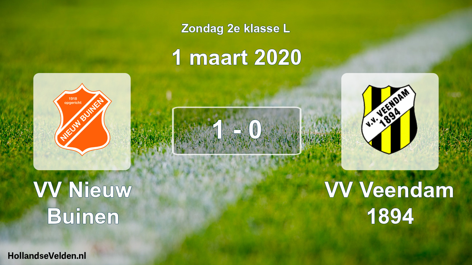 Total number of matches played: VV Nieuw Buinen - VV Veendam 1894 1 - 0 (1 March 2020)