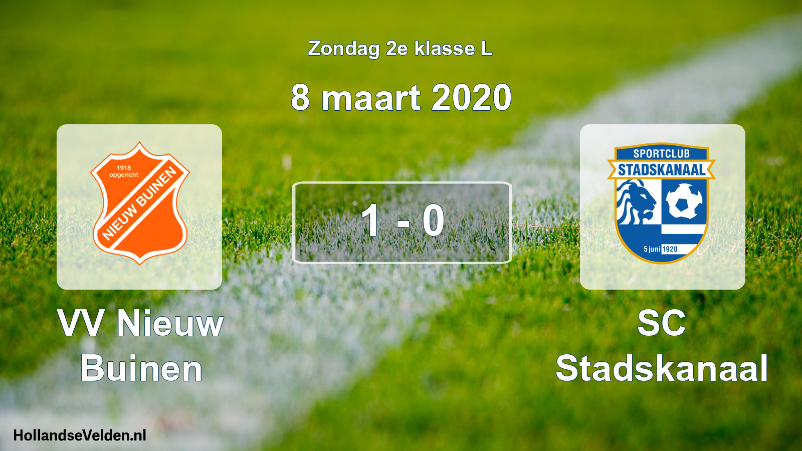 Total number of matches played: VV Nieuw Buinen - SC Stadskanaal 1 - 0 (8 March 2020)