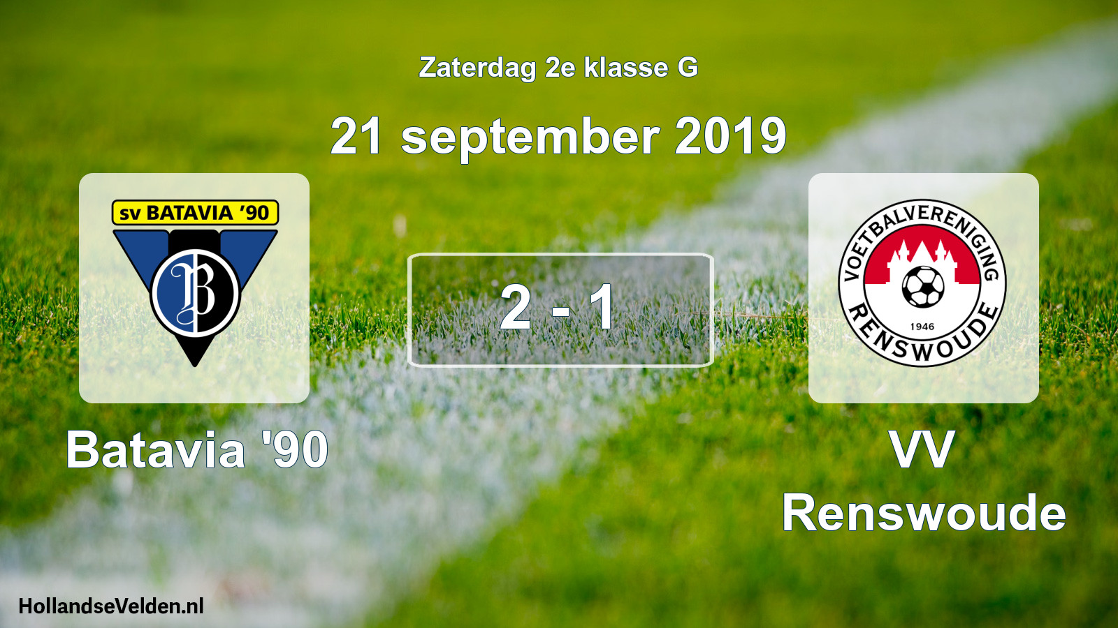 Total number of matches played: Batavia '90 - VV Renswoude 2 - 1 (21 September 2019)
