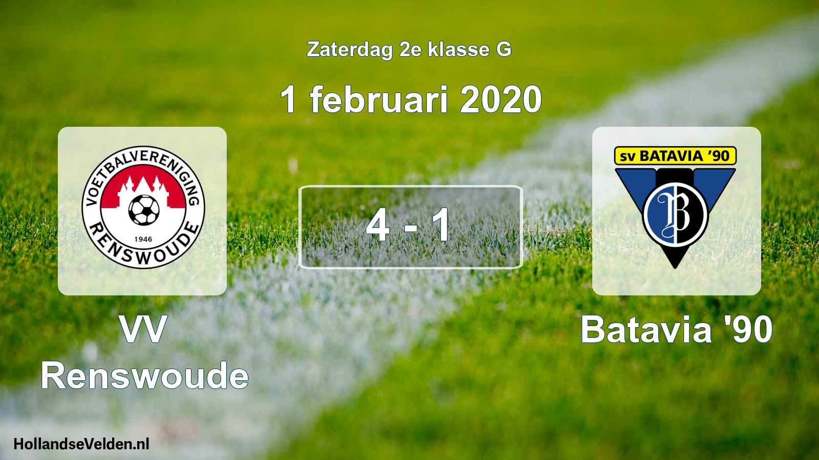 Total number of matches played: VV Renswoude - Batavia '90 4 - 1 (1 February 2020)
