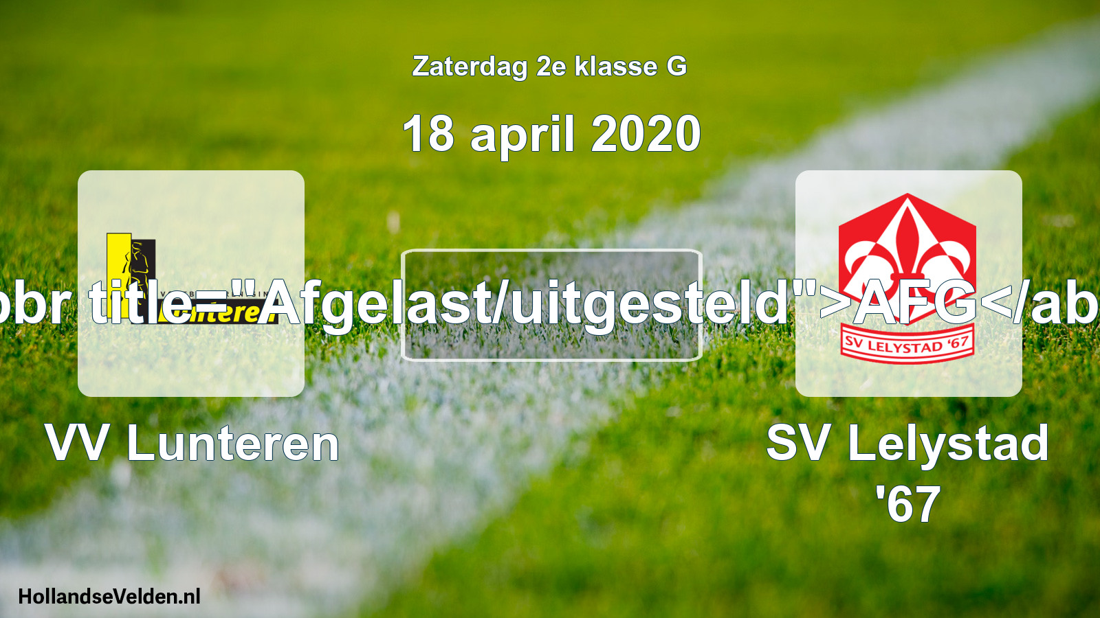 Scheduled Match: VV Lunteren - SV Lelystad '67 (18 April 2020)