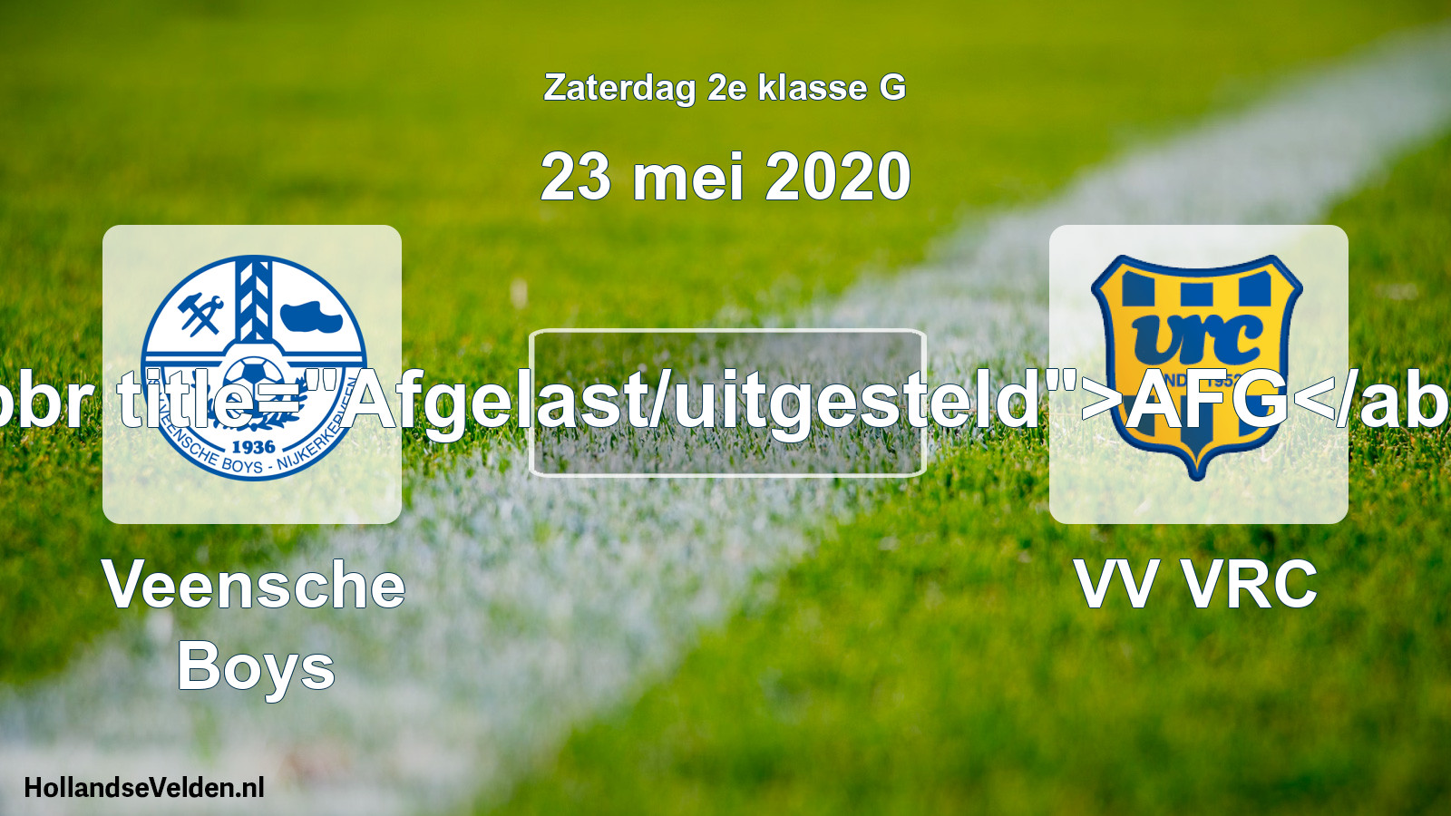 Scheduled Match: Veensche Boys - VV VRC (23 May 2020)