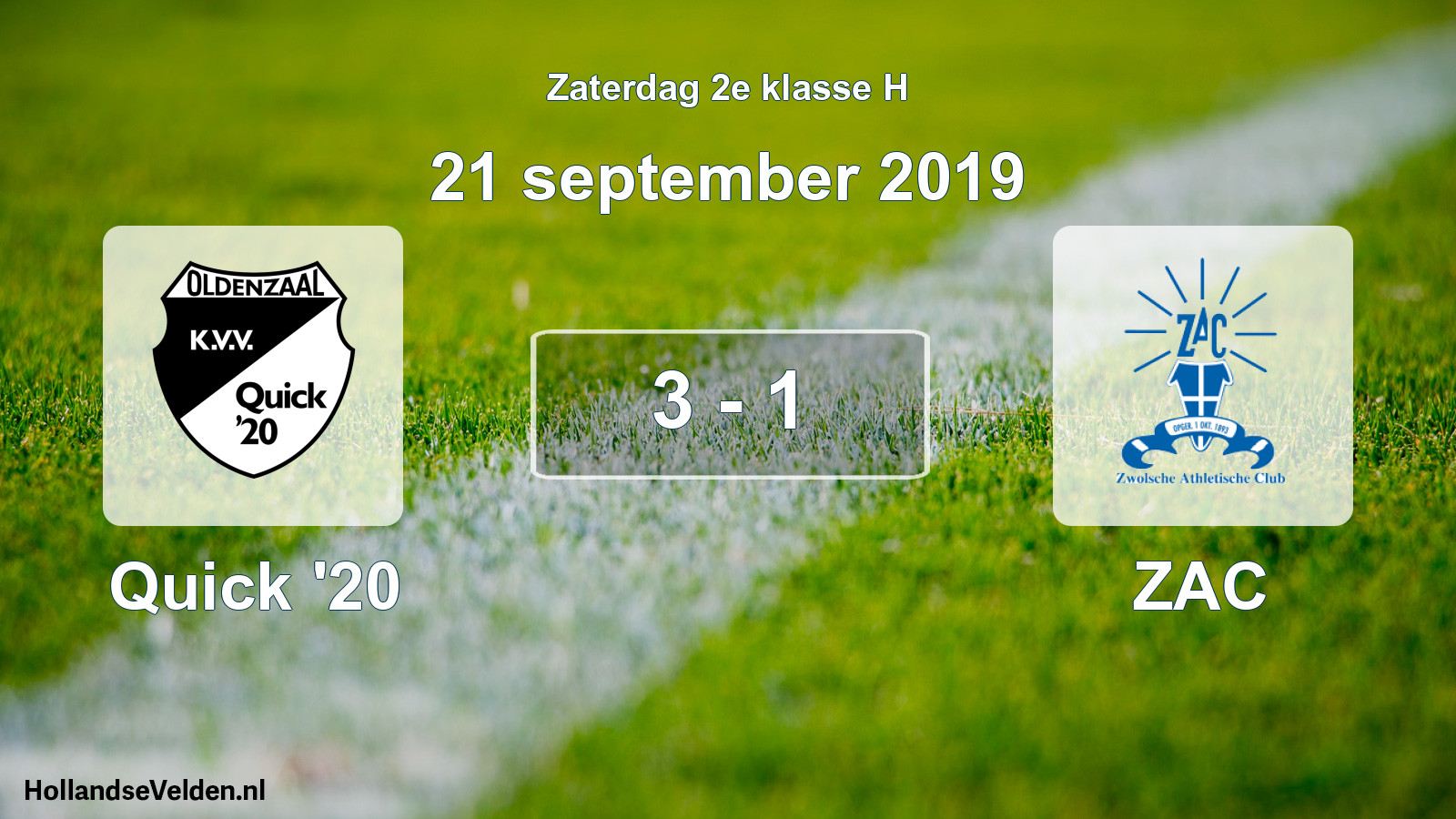 Total number of matches played: Quick '20 - ZAC 3 - 1 (21 September 2019)
