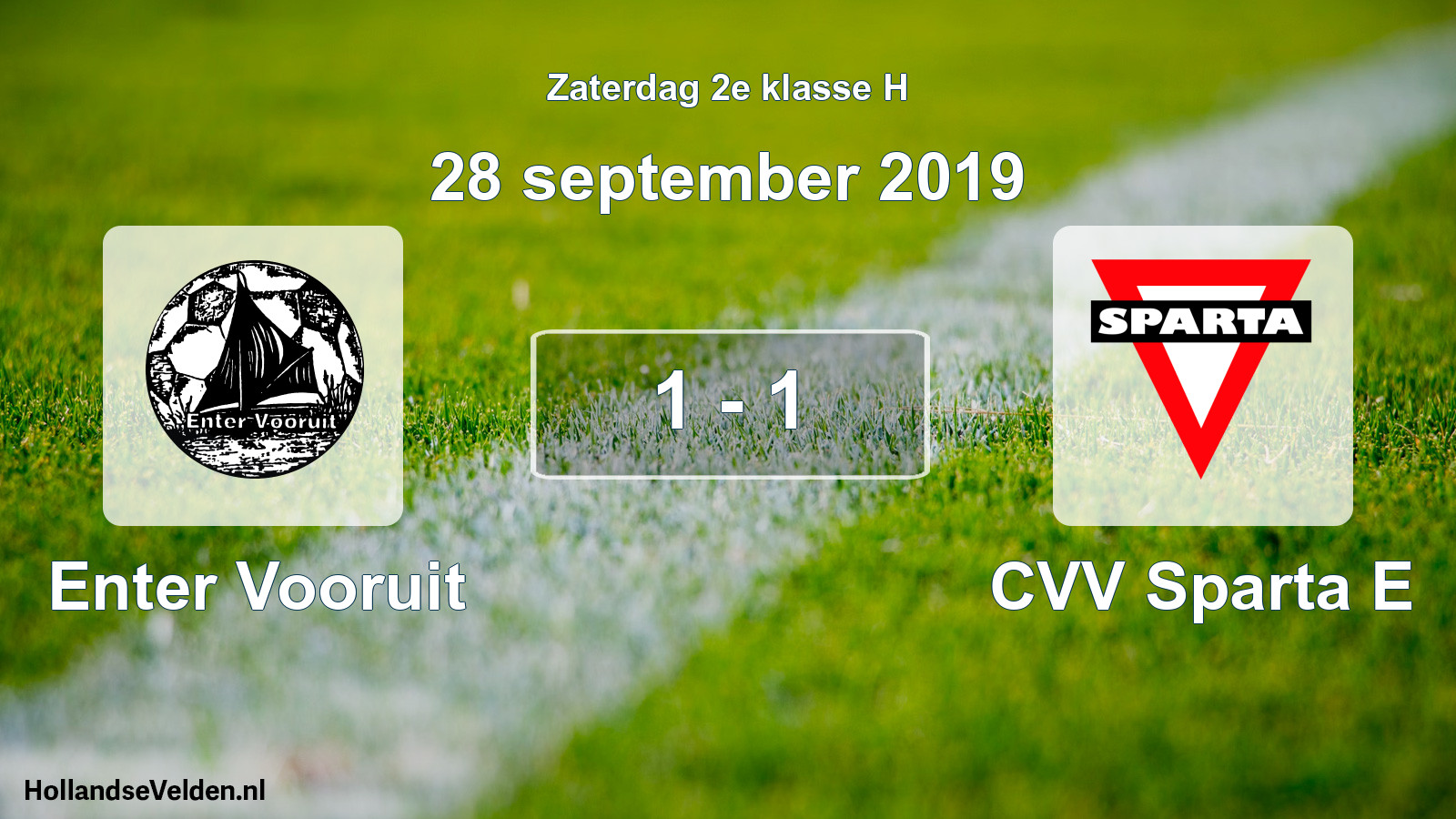 Total number of matches played: Enter Vooruit - CVV Sparta E 1 - 1 (28 September 2019)