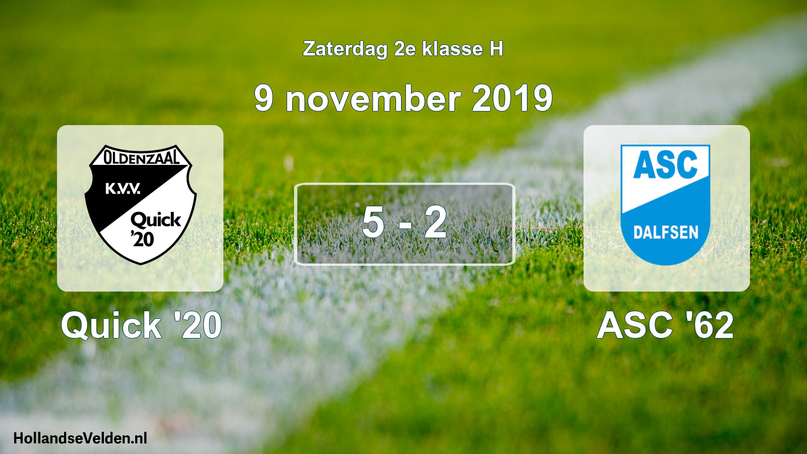 Total number of matches played: Quick '20 - ASC '62 5 - 2 (9 November 2019)