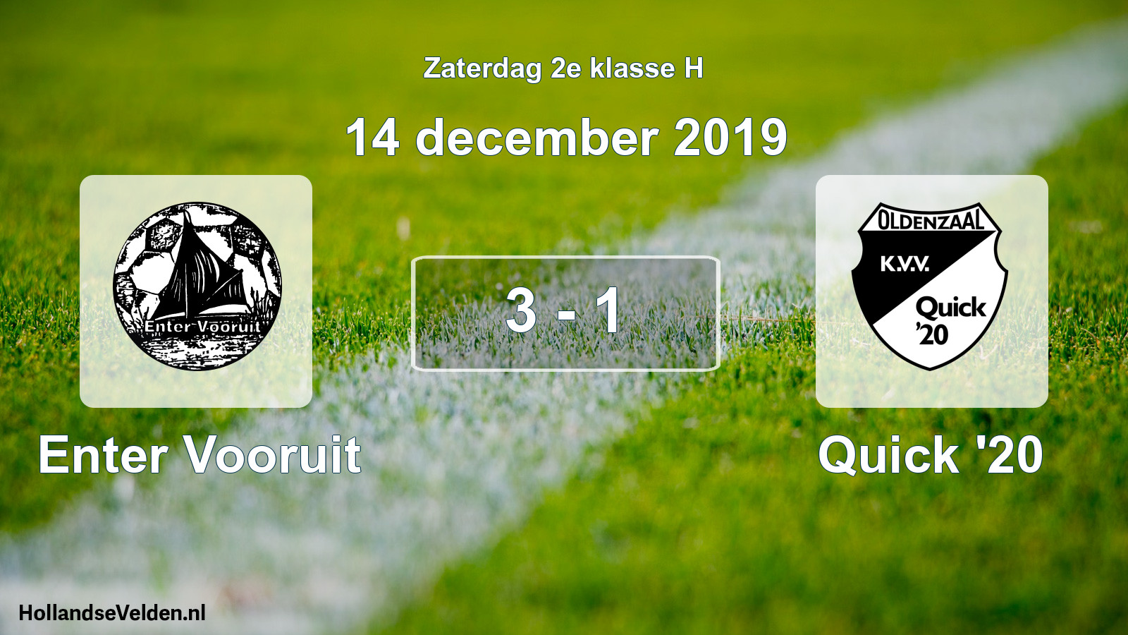 Total number of matches played: Enter Vooruit - Quick '20 3 - 1 (14 December 2019)