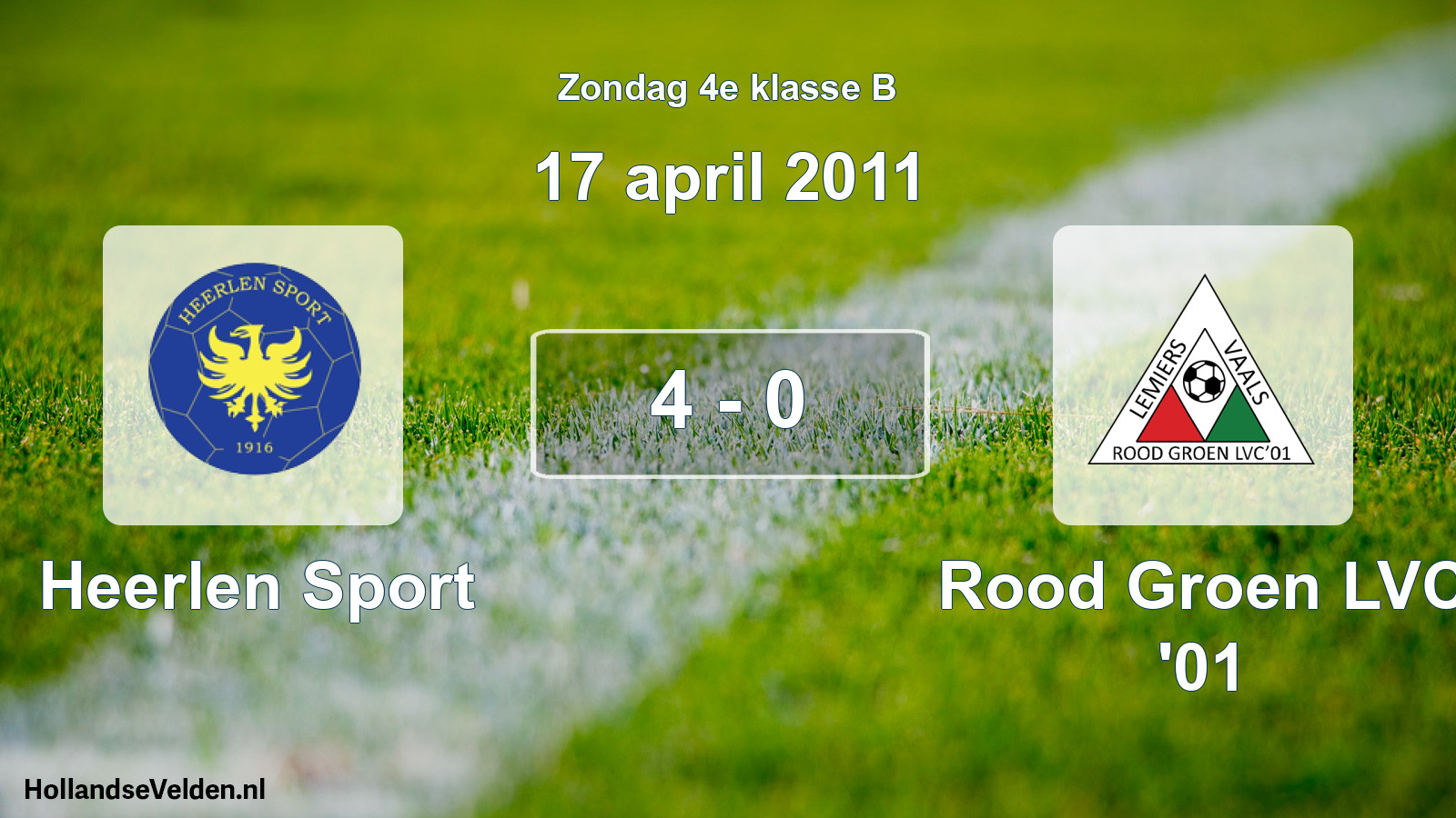 Total number of matches played: Heerlen Sport - Rood Groen LVC '01 4 - 0 (17 April 2011)