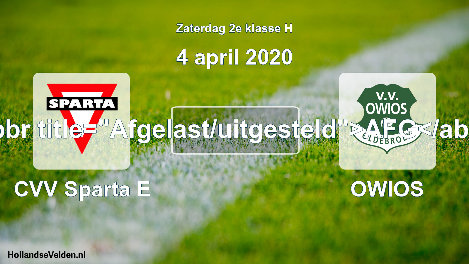 Scheduled Match: CVV Sparta E - OWIOS (4 April 2020)