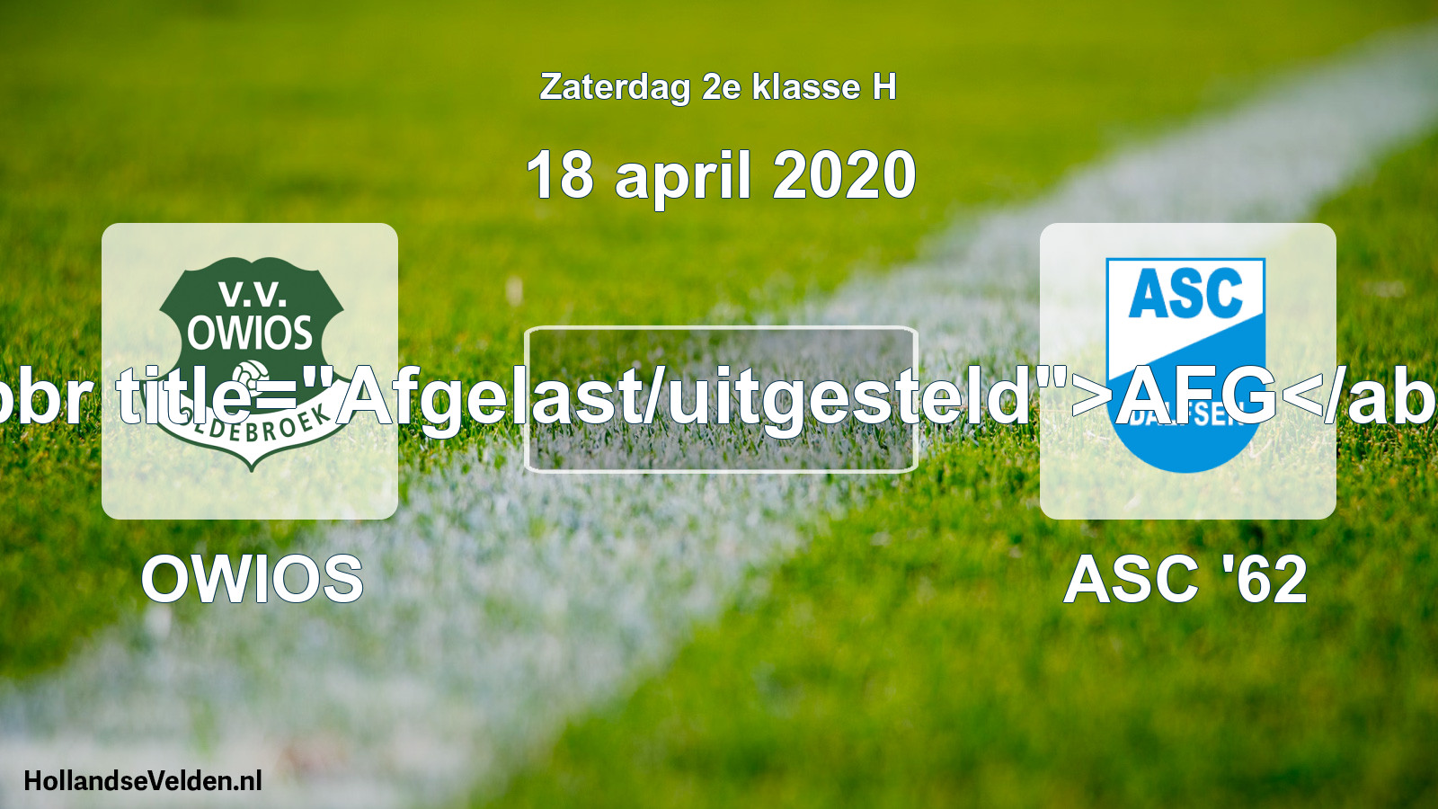 Scheduled Match: OWIOS - ASC '62 (18 April 2020)