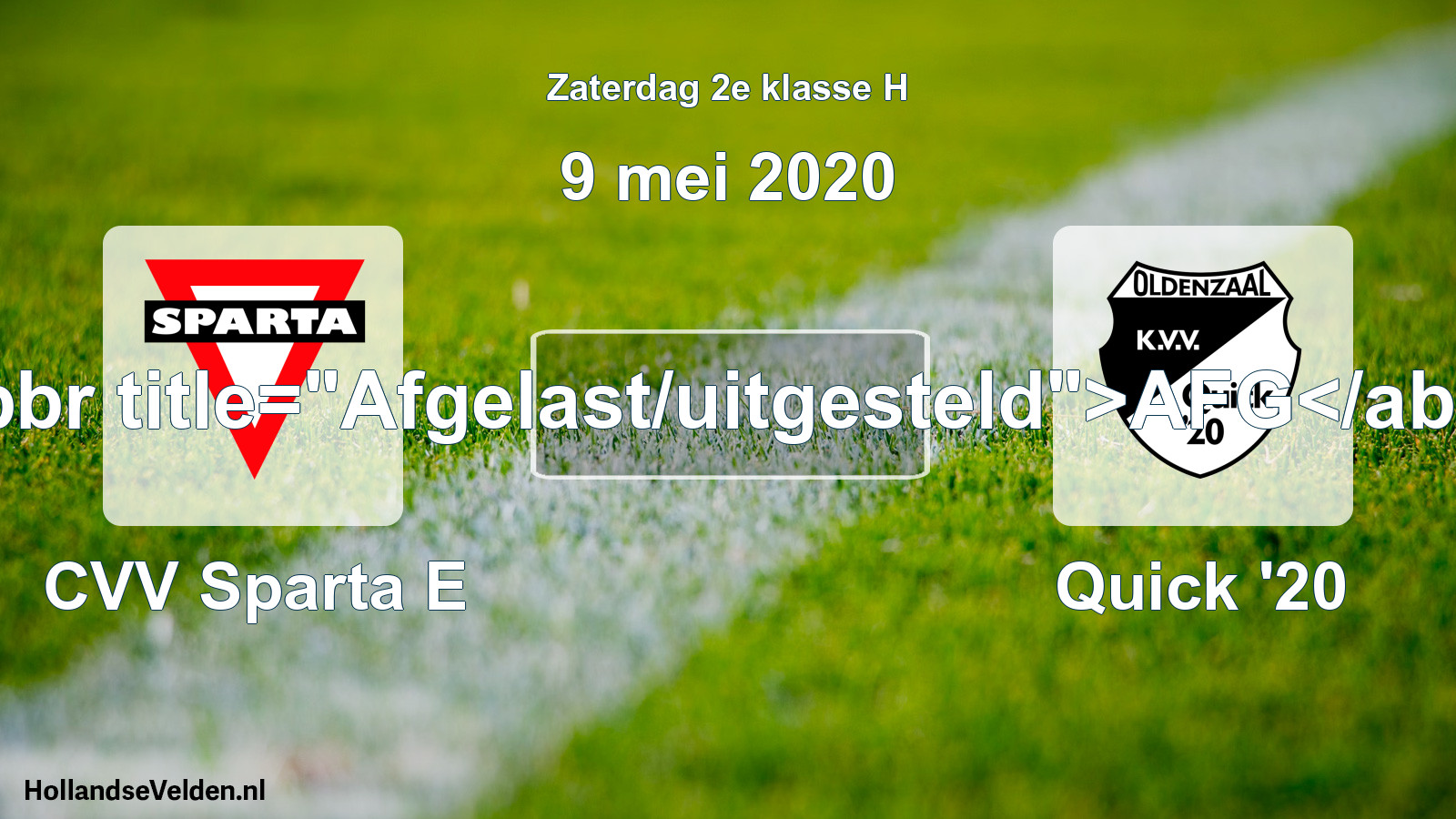 Scheduled Match: CVV Sparta E - Quick '20 (9 May 2020)