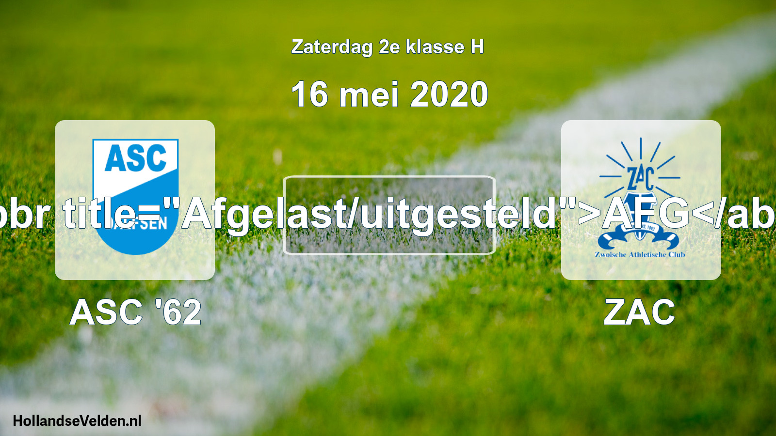 Scheduled Match: ASC '62 - ZAC (16 May 2020)