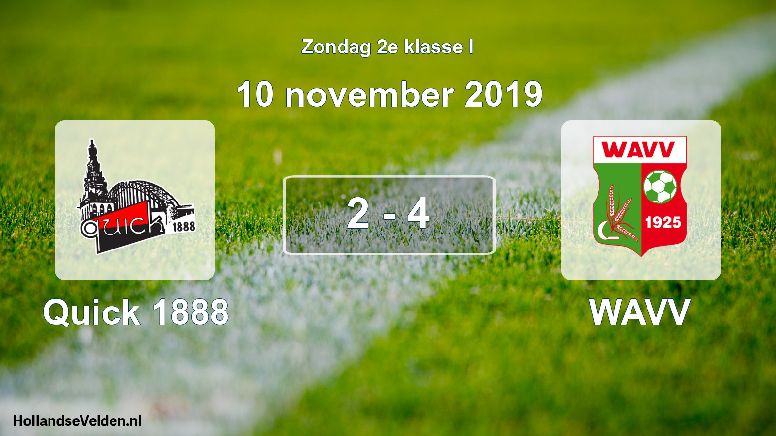 Total number of matches played: Quick 1888 - WAVV 2 - 4 (10 November 2019)