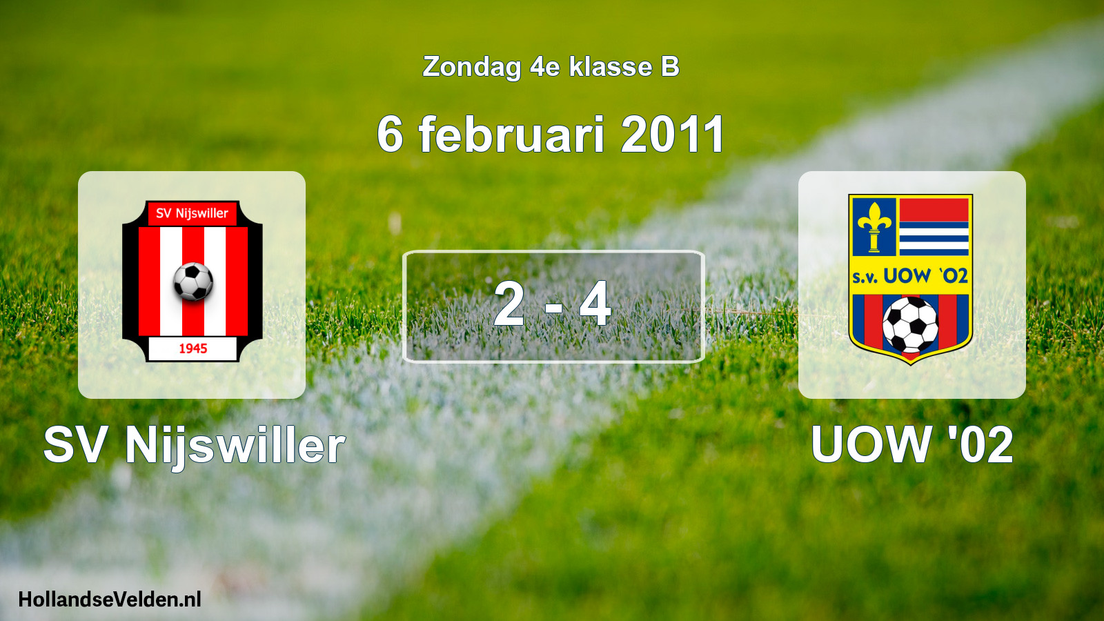 Total number of matches played: SV Nijswiller - UOW '02 2 - 4 (6 February 2011)