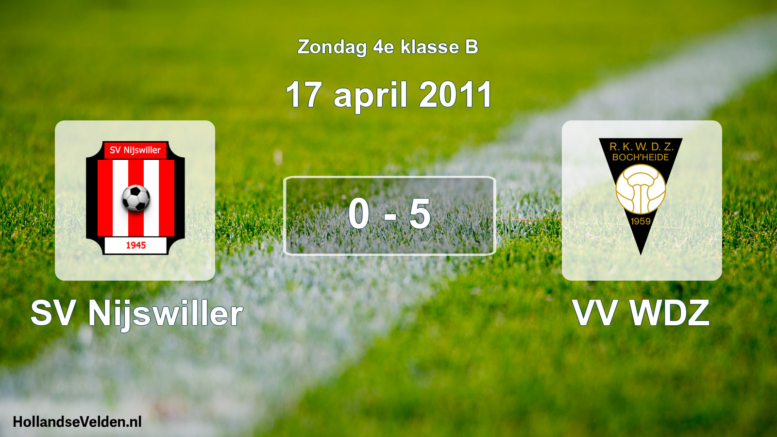 Total number of matches played: SV Nijswiller - VV WDZ 0 - 5 (17 April 2011)