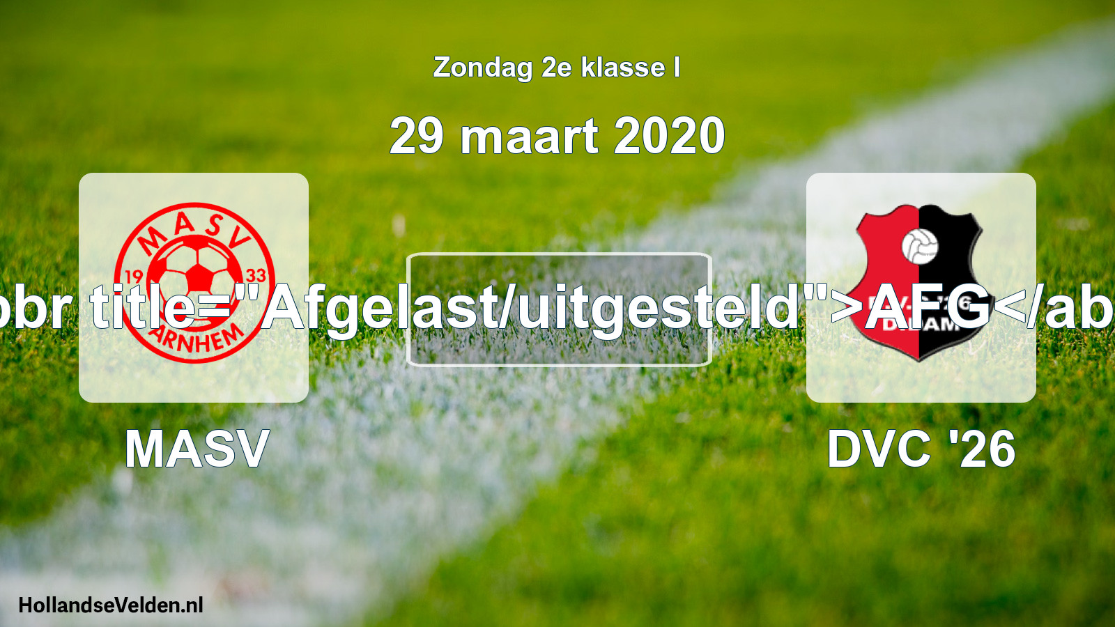 Scheduled Match: MASV - DVC '26 (29 March 2020)