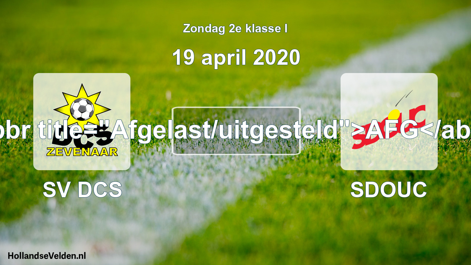 Scheduled Match: SV DCS - SDOUC (19 April 2020)
