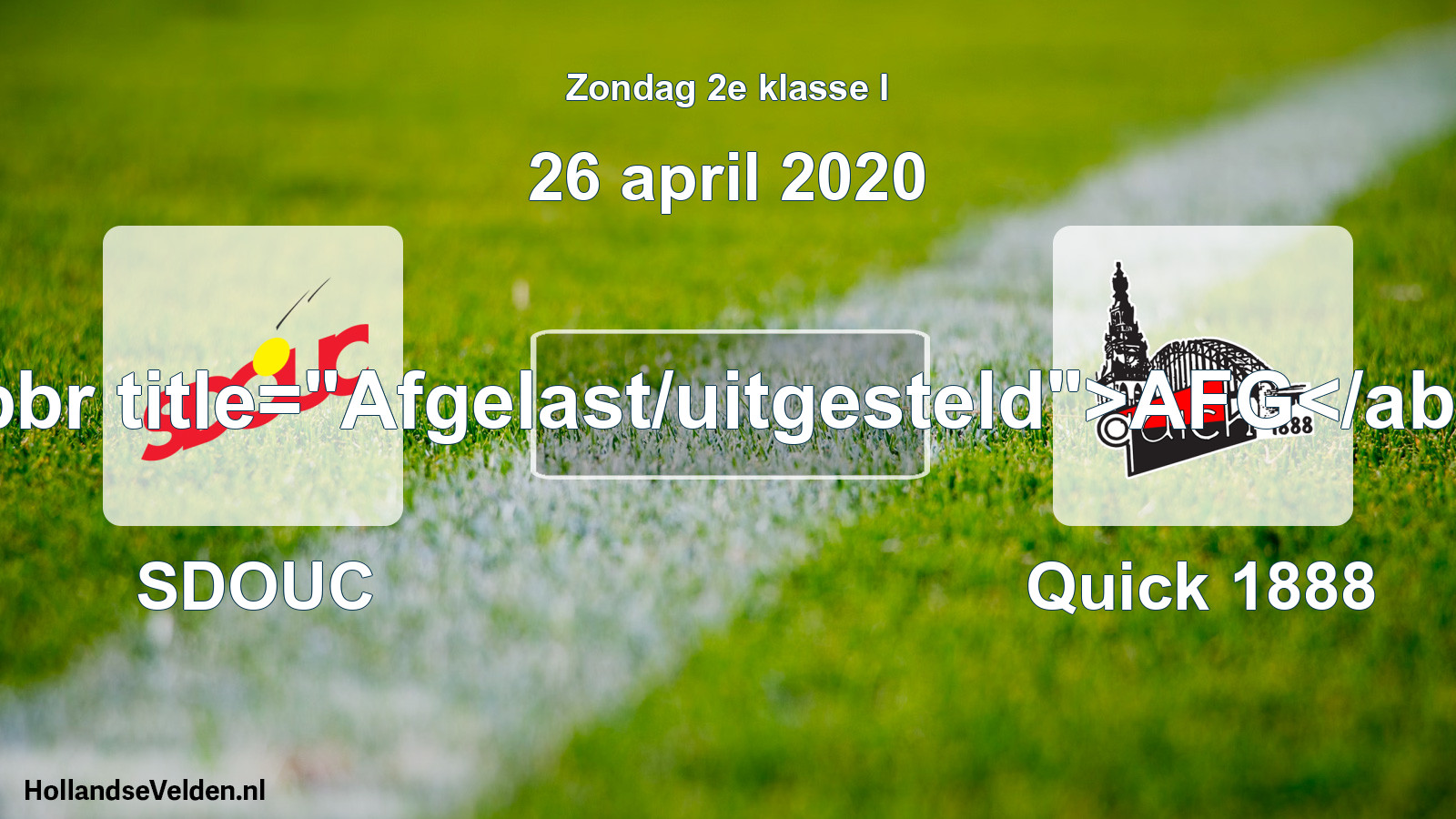 Scheduled Match: SDOUC - Quick 1888 (26 April 2020)