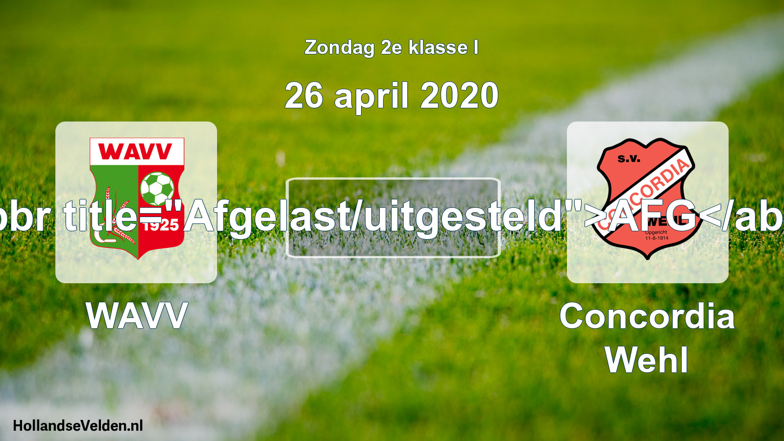 Scheduled Match: WAVV - Concordia Wehl (26 April 2020)