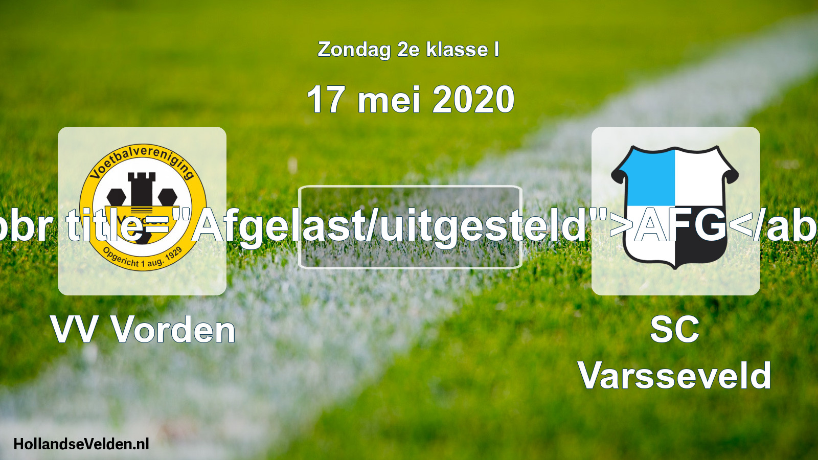 Scheduled Match: VV Vorden - SC Varsseveld (17 May 2020)