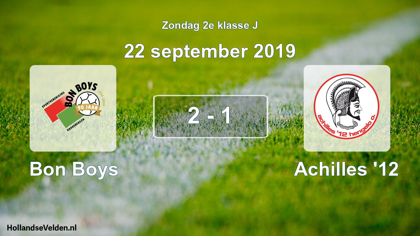 Total number of matches played: Bon Boys - Achilles '12 2 - 1 (22 September 2019)