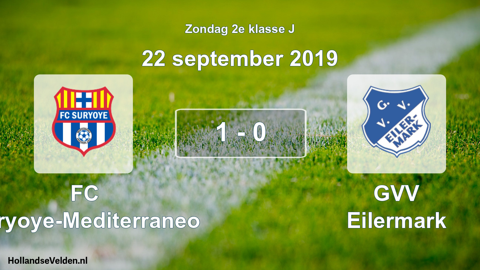 Total number of matches played: FC Suryoye-Mediterraneo - GVV Eilermark 1 - 0 (22 September 2019)