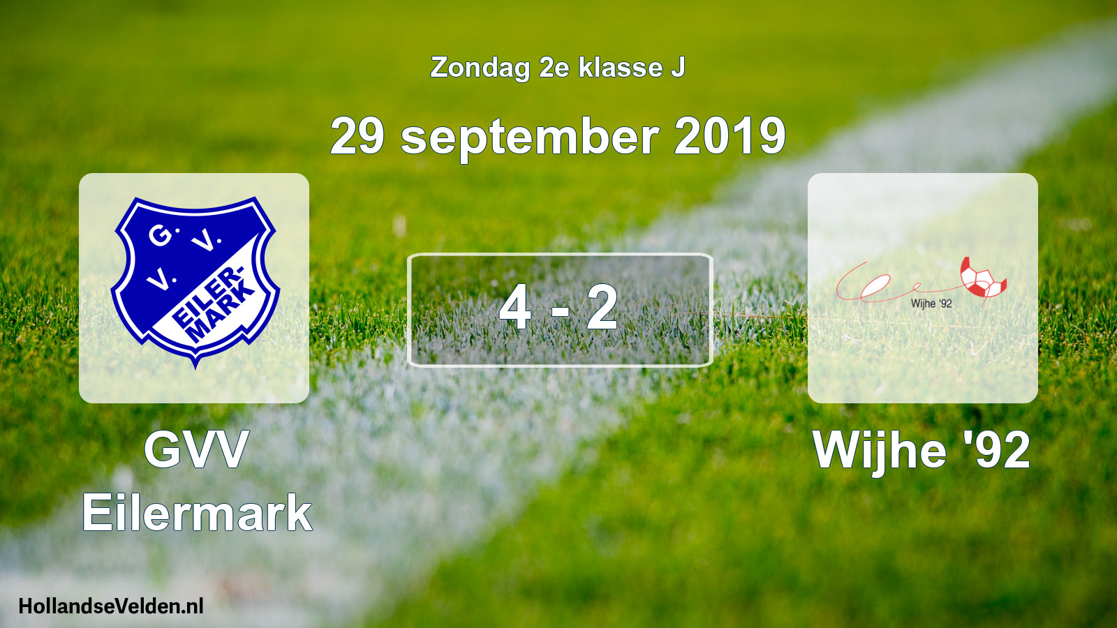 Total number of matches played: GVV Eilermark - Wijhe '92 4 - 2 (29 September 2019)