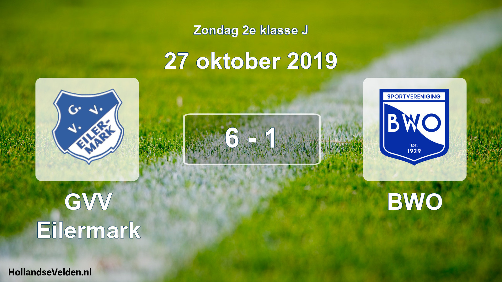 Total number of matches played: GVV Eilermark - BWO 6 - 1 (27 October 2019)