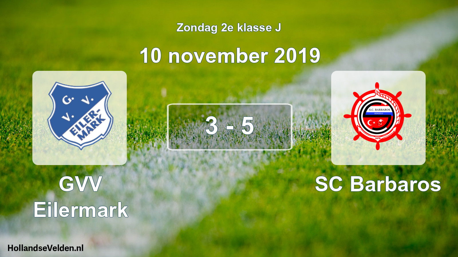 Total number of matches played: GVV Eilermark - SC Barbaros 3 - 5 (10 November 2019)