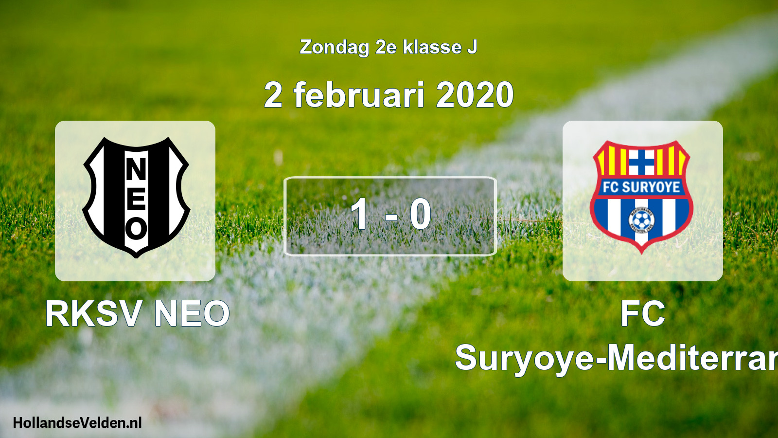 Total number of matches played: RKSV NEO - FC Suryoye-Mediterraneo 1 - 0 (2 February 2020)