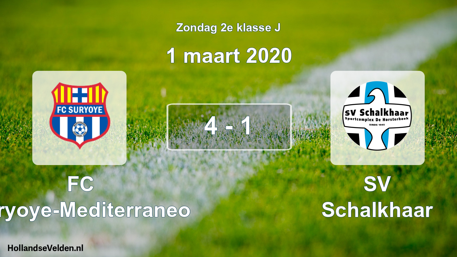 Total number of matches played: FC Suryoye-Mediterraneo - SV Schalkhaar 4 - 1 (1 March 2020)