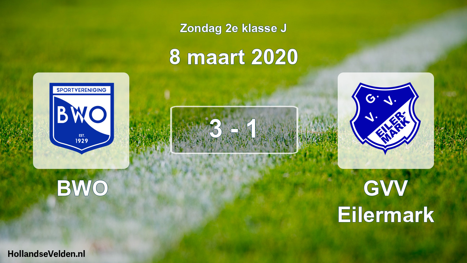 Total number of matches played: BWO - GVV Eilermark 3 - 1 (8 March 2020)