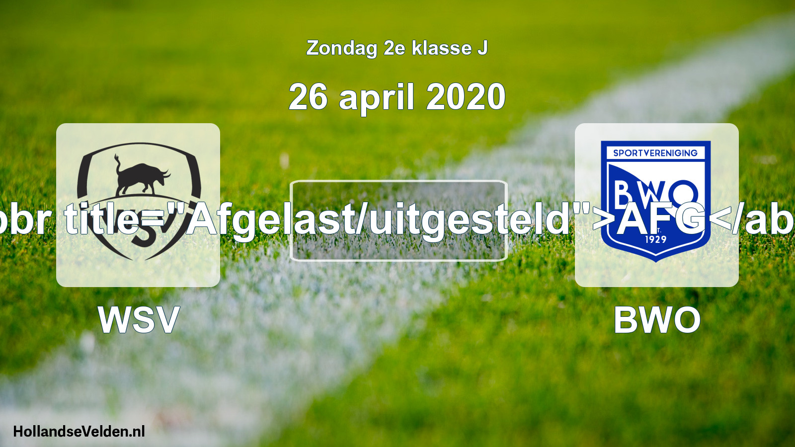 Scheduled Match: WSV - BWO (26 April 2020)