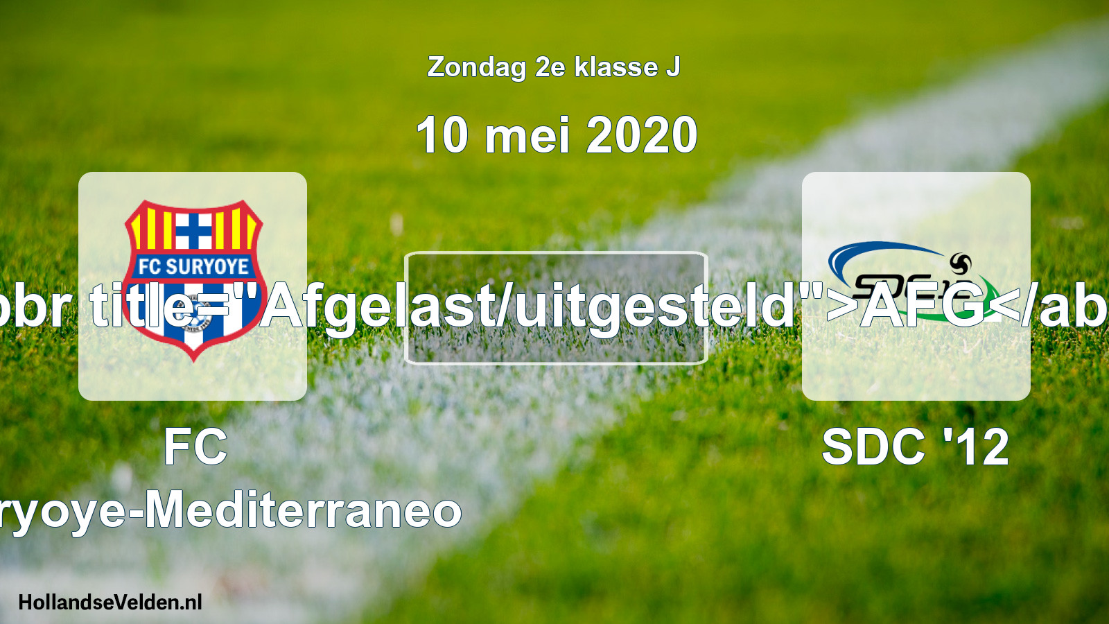 Scheduled Match: FC Suryoye-Mediterraneo - SDC '12 (10 May 2020)