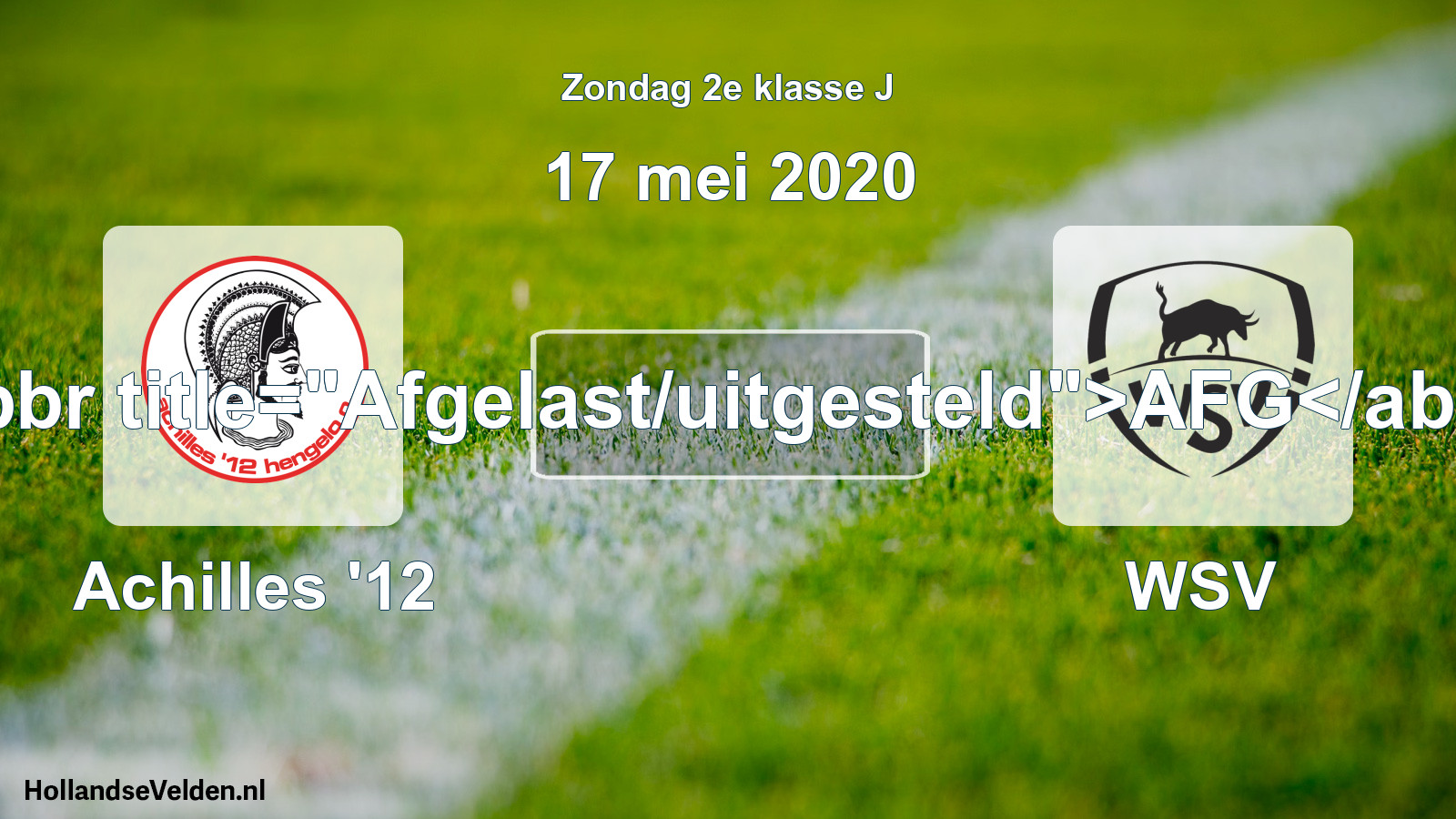 Scheduled Match: Achilles '12 - WSV (17 May 2020)