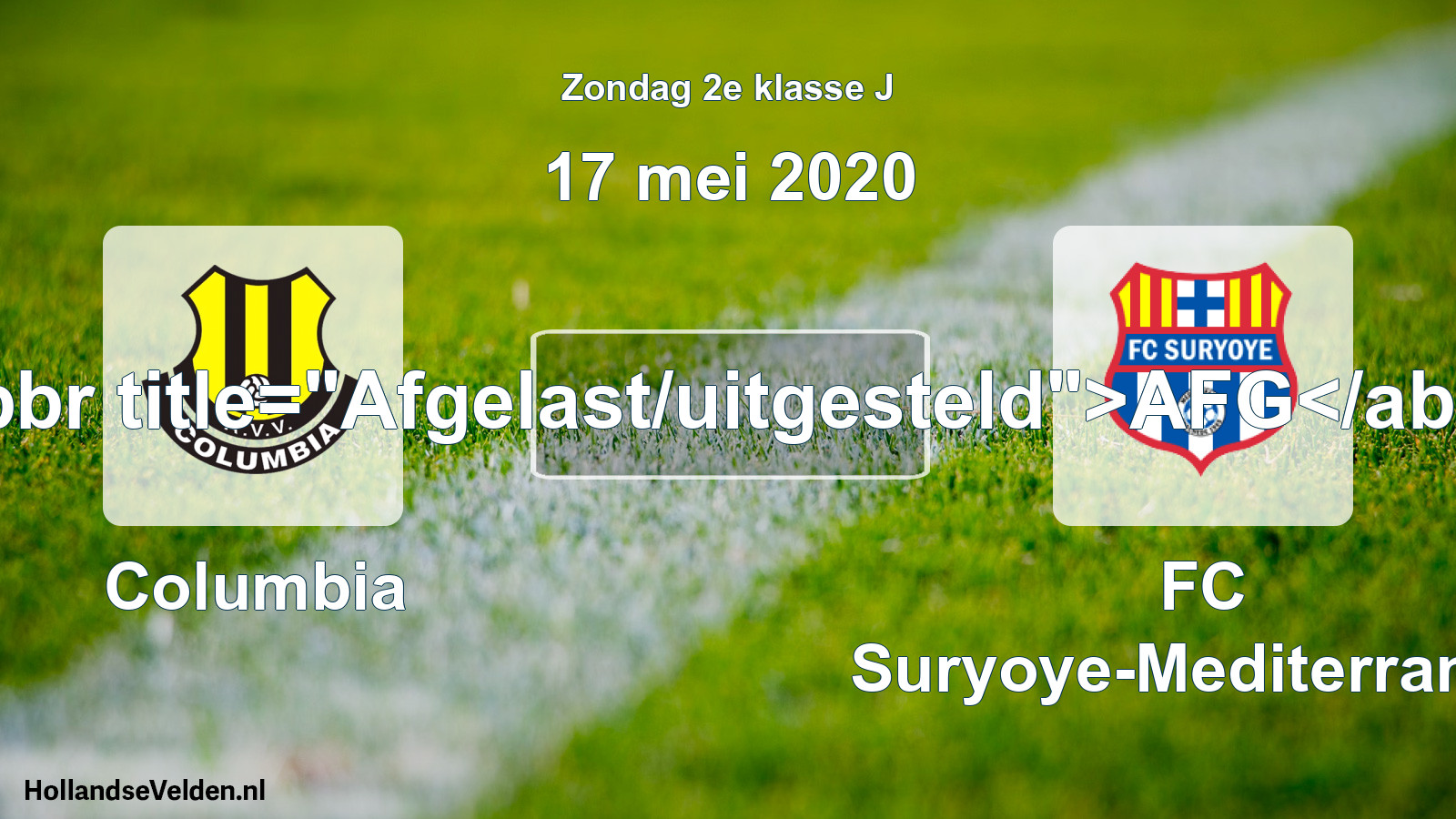 Scheduled Match: Columbia - FC Suryoye-Mediterraneo (17 May 2020)