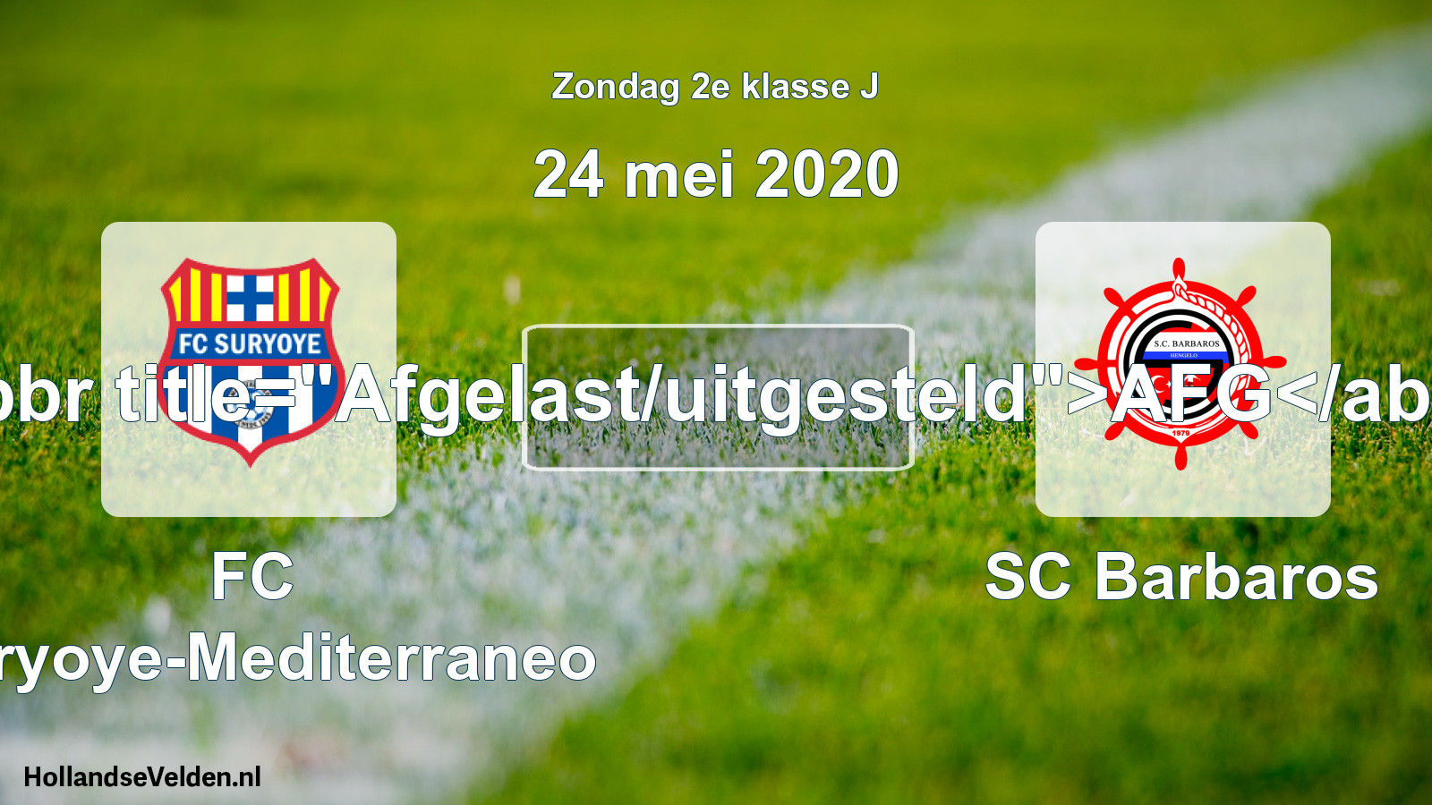 Scheduled Match: FC Suryoye-Mediterraneo - SC Barbaros (24 May 2020)