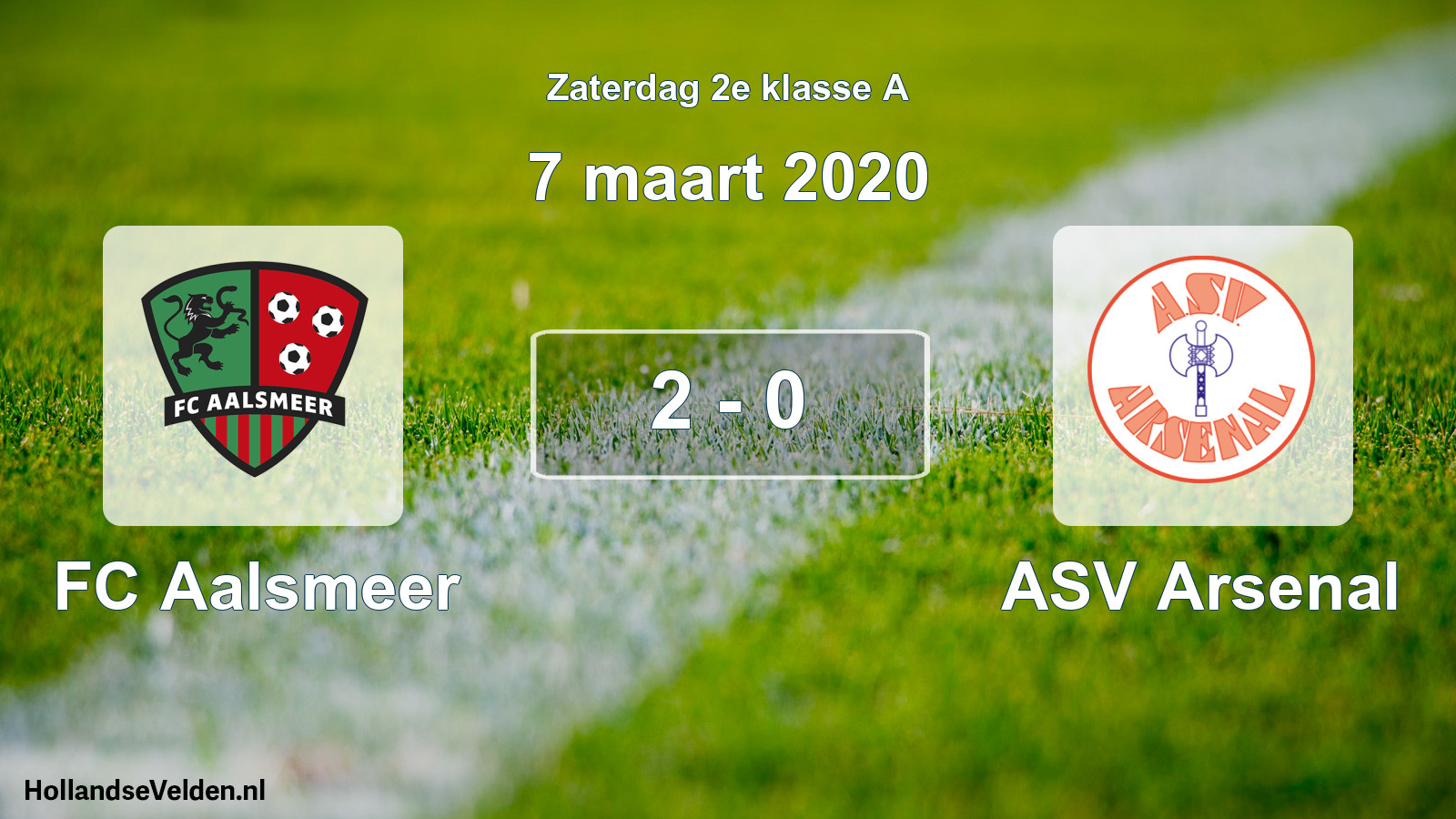 Total number of matches played: FC Aalsmeer - ASV Arsenal 2 - 0 (7 March 2020)
