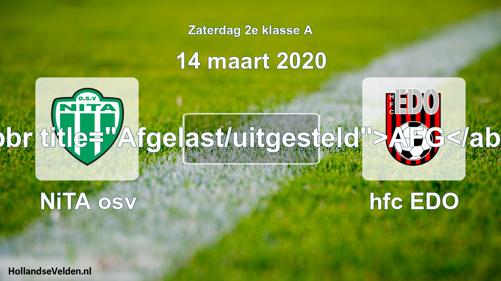 Scheduled Match: NiTA osv - hfc EDO (14 March 2020)