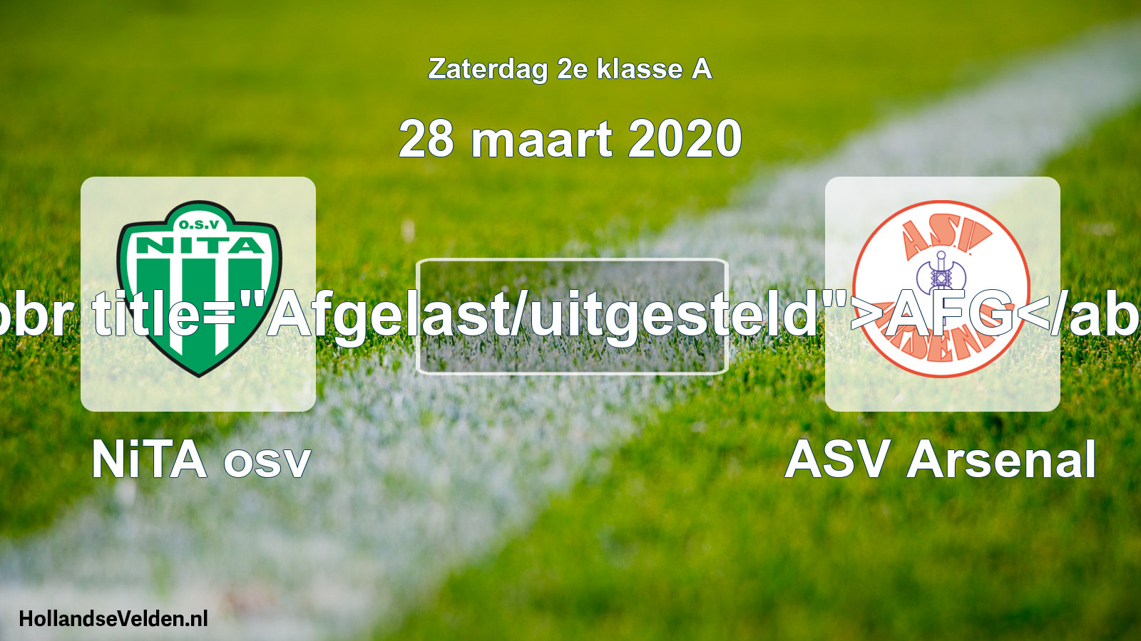 Scheduled Match: NiTA osv - ASV Arsenal (28 March 2020)