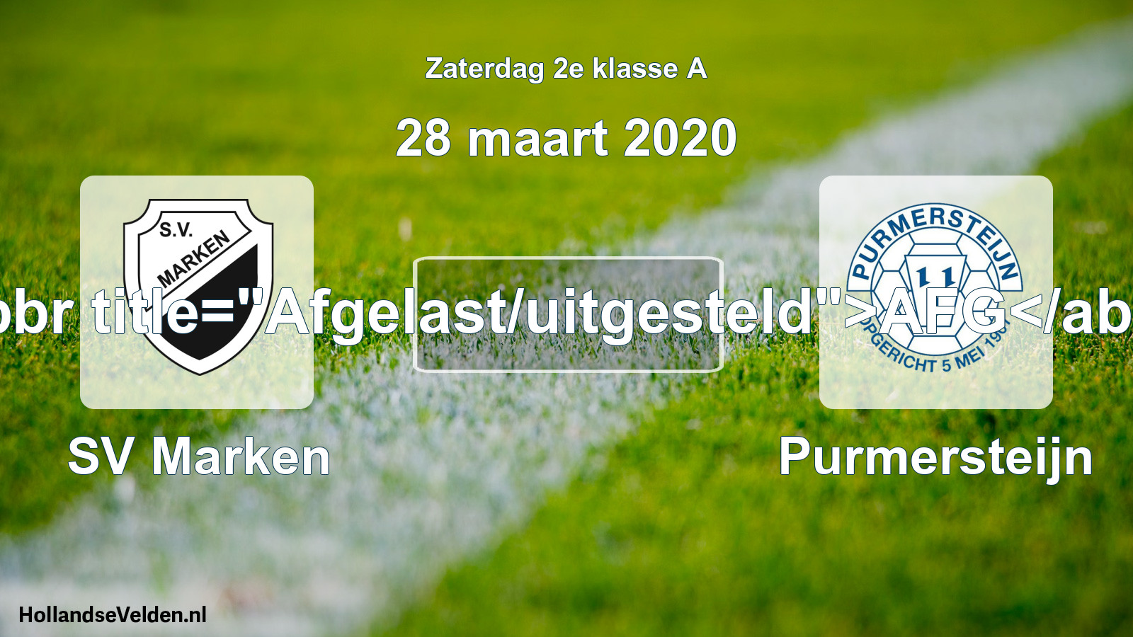 Scheduled Match: SV Marken - Purmersteijn (28 March 2020)