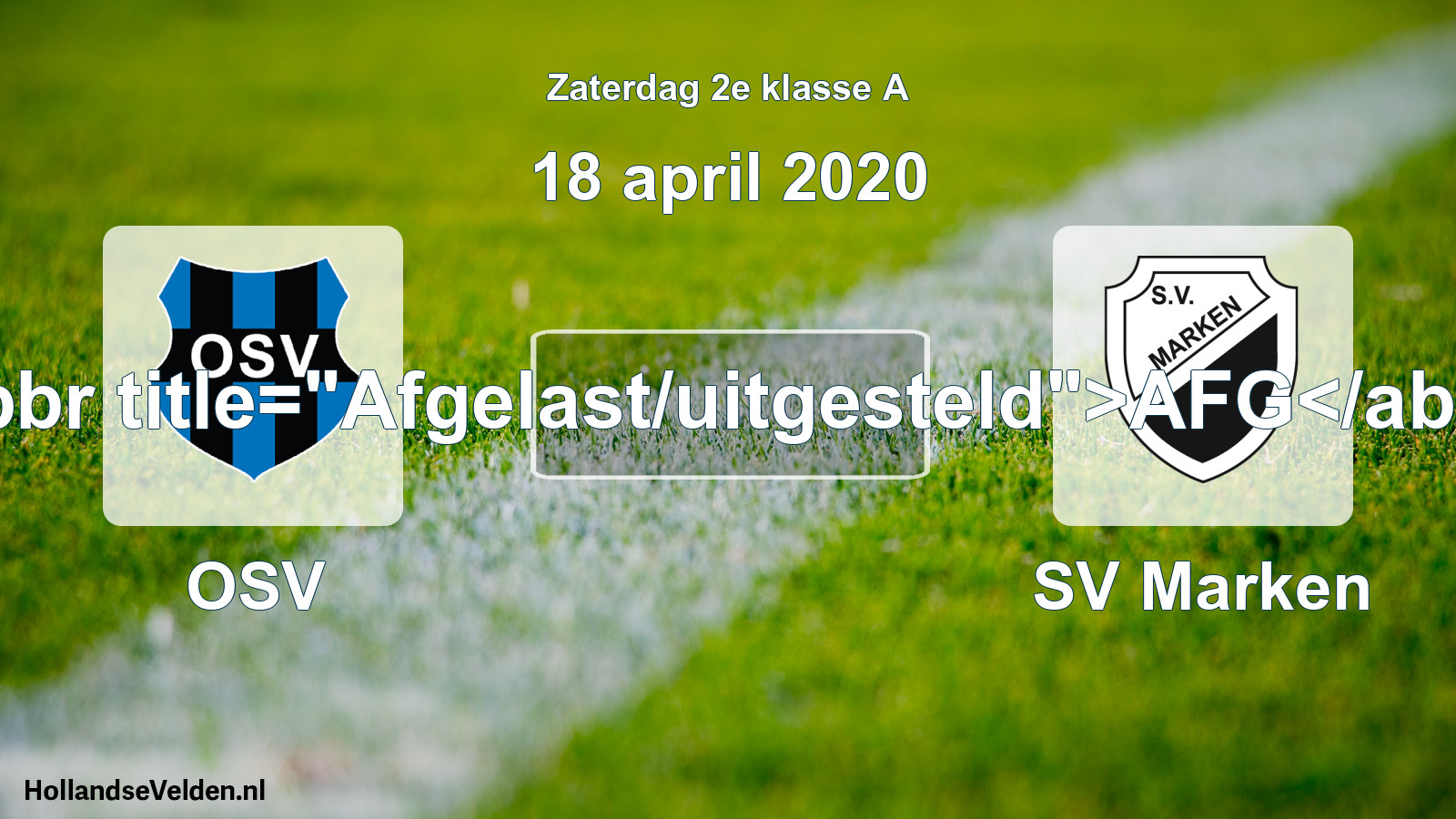 Scheduled Match: OSV - SV Marken (18 April 2020)