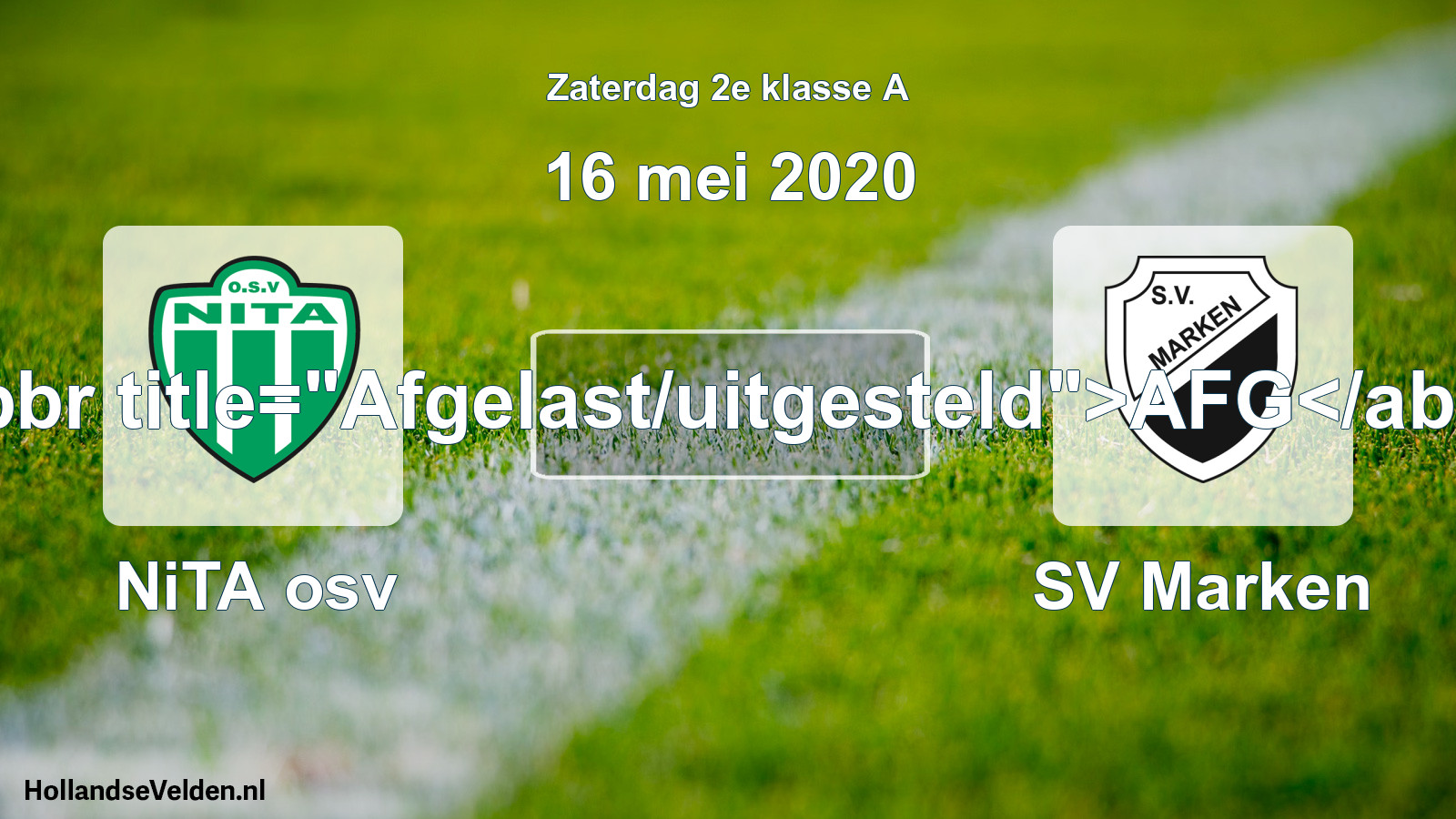 Scheduled Match: NiTA osv - SV Marken (16 May 2020)