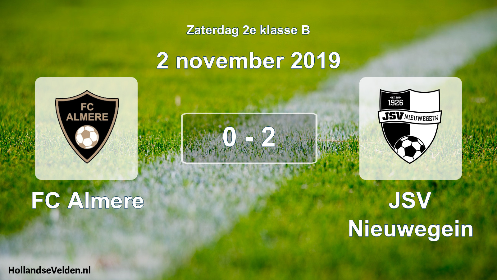 Total number of matches played: FC Almere - JSV Nieuwegein 0 - 2 (2 November 2019)