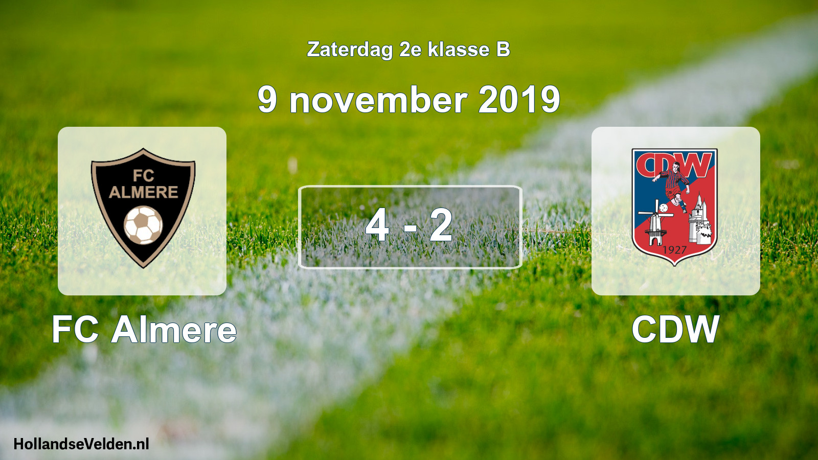 Total number of matches played: FC Almere - CDW 4 - 2 (9 November 2019)